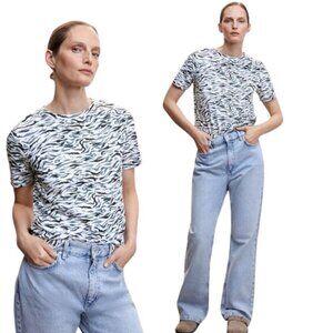 MANGO Short-Sleeved Printed T-Shirt | Women's Size M